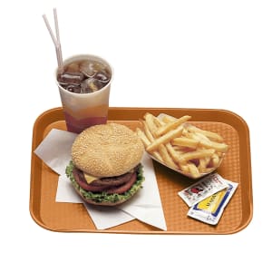 144-1216FF166 Plastic Fast Food Tray - 16 1/10" L x 11 4/5"W, Orange