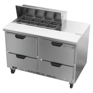 118-SPED48HC084 48" Refrigerated Sandwich Prep Table w/ (4) Drawers & 10" Cutting B...