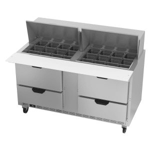 118-SPED60HC24M4 60" Hydrocarbon Series Mega Top Sandwich/Salad Prep Table w/ Refrigerated Base, 115v