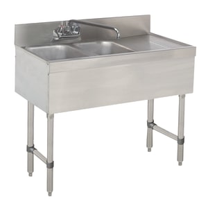 161-SLB42L 48" 2 Compartment Sink w/ 10"L x 14"W Bowl, 10" Deep