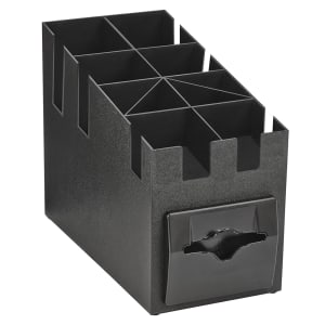 Vollrath CTNCLS-06 100 Napkin Dispenser w/ Cup, Lid, &amp; Straw Organizer - 9&quot; x 15 3/16&quot;, Plastic, Black