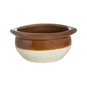 CAC OC-12-C Brown and Ivory 12 oz. Onion Soup Crock / Bowl - 24 / Case