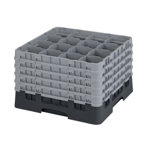 144-25S1058110 Camrack® Glass Rack w/ (25) Compartments - (5) Gray Extenders, Black