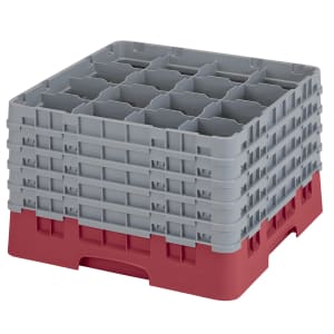 144-25S1058416 Camrack® Glass Rack w/ (25) Compartments - (5) Gray Extenders, Cranberry
