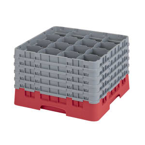 144-25S1058163 Camrack® Glass Rack w/ (25) Compartments - (5) Gray Extenders, Red