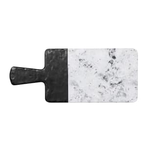 701-M127RCSMBH Rectangular Horizon Slate Serving Board - 12" x 7", Melamine, Black Slate/Faux Horizon Marble