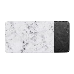 701-M714RCSMBH Rectangular Horizon Slate Serving Board - 14 1/4" x 7", Melamine, Black Slate/Faux Horizon Marble