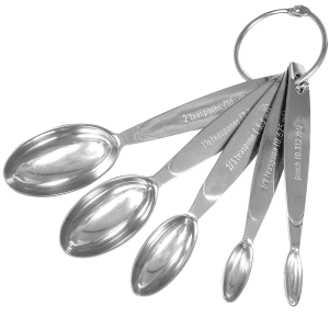 177-747144 Measuring Spoon Set, Includes pinch, 1/8, 2/3, 1 1/2 and 2 tsp, Stainless Steel