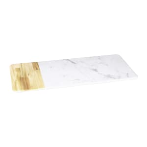 701-M714RCMAWC Rectangular Sierra Serving Board - 14 1/4" x 7", Melamine, Faux Alder Wood/Carrera Marble