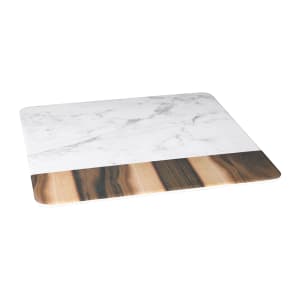 701-M13MHWC 13" Square Sierra Serving Board - Melamine, Faux Hickory Wood/Carrera Marble
