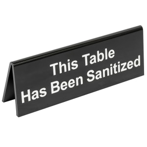 229-10684 "This Table has been Sanitized" Table Tent - 6" x 2", Plastic, Bili...