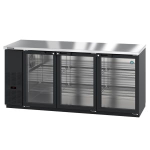 440-BB80G 80" Bar Refrigerator - 3 Swinging Glass Doors, Black, 115v
