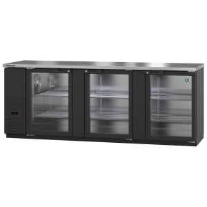 440-BB95G 95 1/2" Bar Refrigerator - 3 Swinging Glass Doors, Black, 115v