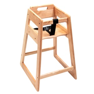 202-900LTKD 27" Stackable Wood High Chair w/ Waist Strap - Rubberwood, Light
