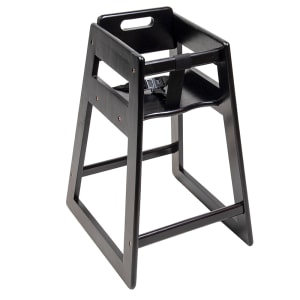 202-900BLKD 27" Stackable Wood High Chair w/ Waist Strap - Rubberwood, Black