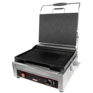 131-SG1SF Single Commercial Panini Press w/ Cast Iron Smooth Plates, 120v