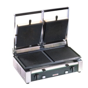 131-TSG2G Double Commercial Panini Press w/ Cast Iron Grooved Plates, 240v/1ph