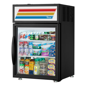 598-GDM05HCTSL01LH 24" Countertop Display Refrigerator w/ Front Access - Swing Door, Black,...
