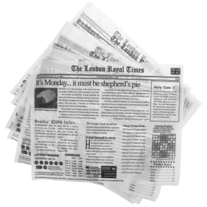 284-4TL1215 12" Square Basket Liner Paper - London Newsprint, White