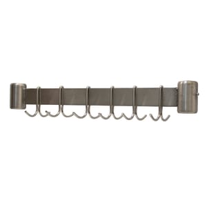 009-UB30 22 1/4" Leg Mount Pot Rack w/ (6) Double Hooks for 30" Tables, Stainless Steel