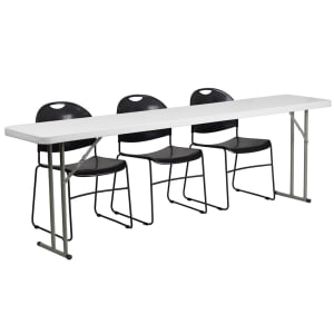 916-RB18961 Rectangular Folding Training Table & (3) Chair Set -  96"W x 18"D x 29"H