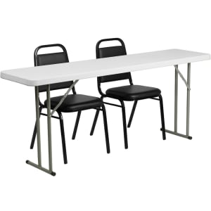 916-RB18722 Rectangular Folding Training Table & (2) Banquet Chair Set - 72"W x 18"D x 29"H