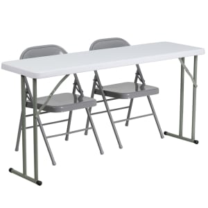 916-RB18601 Rectangular Folding Training Table & (2) Folding Chair Set - 60"W x 18"D x 29"H