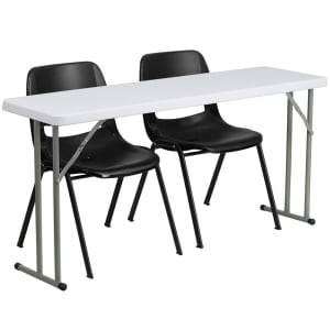 916-RB18602 Rectangular Folding Training Table & (2) Chair Set - 60"W x 18"D x 29"H
