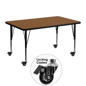 916-XA3048ROAKHPCAS Rectangular Mobile Activity Table - 48"L x 30"W, Laminate Top, Oak