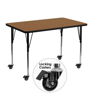 916-XA3048ROAKTACAS Rectangular Mobile Activity Table - 48"L x 30"W, Laminate Top, Oak