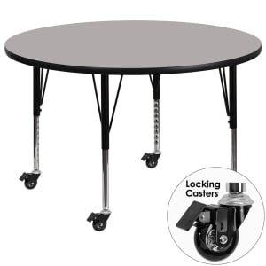 916-XA48RGYHPCAS 48" Round Mobile Activity Table - Laminate Top, Gray