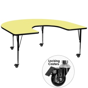 916-XA6066HYELTPCAS Horseshoe Shaped Mobile Activity Table - 66"L x 60"W, Laminate Top, Yellow
