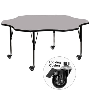 916-XA60FLRGYTPCAS Flower Shaped Mobile Activity Table - 60"L x 60"W, Laminate Top, Gray