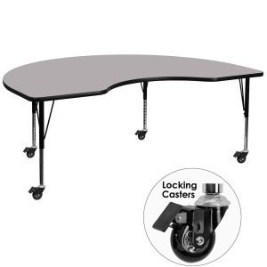 916-XA4872KGYTPCAS Kidney Shaped Mobile Activity Table - 72"L x 48"W, Laminate Top, Gray