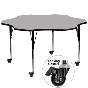 916-XA60FLRGYTACAS Flower Shaped Mobile Activity Table - 60"L x 60"W, Laminate Top, Gray