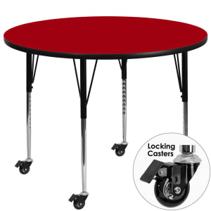 916-XA60RREDTACAS 60" Round Mobile Activity Table - Laminate Top, Red