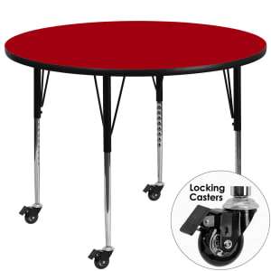 916-XA42RREDTACAS 42" Round Mobile Activity Table - Laminate Top, Red