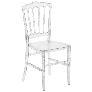 916-BHH002CRYSTAL Stacking Napoleon Chair w/ Slat Back - Polycarbonate, Crystal Ice