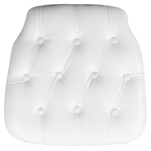 916-SZTUFTWHT 15 3/4" Chair Cushion w/ Hook & Loop Adhesive Tape - 1 1/2" Thick, Vinyl, White