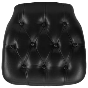 916-SZTUFTBLK 15 3/4" Chair Cushion w/ Hook & Loop Adhesive Tape - 1 1/2" Thick, Vinyl, Black