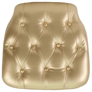 916-SZTUFTGLD 15 3/4" Chair Cushion w/ Hook & Loop Adhesive Tape - 1 1/2" Thick, Vinyl, Gold