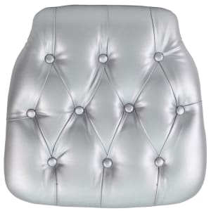 916-SZTUFTSIL 15 3/4" Chair Cushion w/ Hook & Loop Adhesive Tape - 1 1/2" Thick, Vinyl, Silver