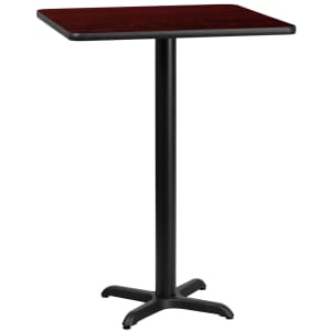 916-XMTB3030T2222B 30" Square Bar Height Table - Mahogany Laminate Top, Cast Iron Base