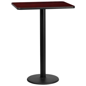 916-XMTB2430TR18B Rectangular Bar Height Table w/ Mahogany Laminate Top - 30"W x 24"D x 43 1/8"H, Cast Iron Base