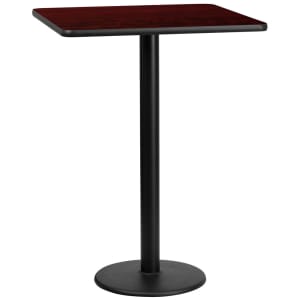 916-XMTB3030TR18B 30" Square Bar Height Table - Mahogany Laminate Top, Cast Iron Base