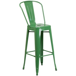 916-CH3132030GBGN Bar Stool w/ Curved Back & Metal Seat, Green