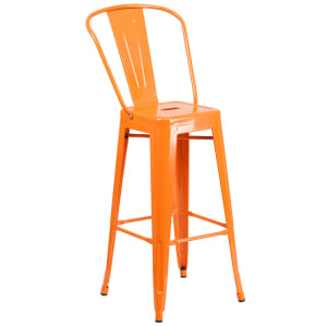 916-CH3132030GBOR Bar Stool w/ Curved Back & Metal Seat, Orange
