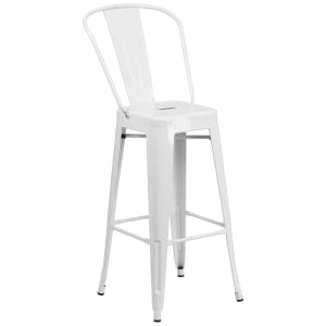916-CH3132030GBWHGG Bar Stool w/ Curved Back & Metal Seat, White