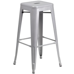 916-CH3132030SILGG Backless Bar Stool w/ Metal Seat, Silver