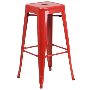 916-CH3132030REDGG Backless Bar Stool w/ Metal Seat, Red
